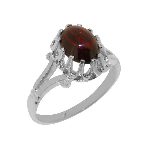 LBG British Made 18k White Gold Natural Garnet Womens Anniversary Ring - 33 size options - Size 6