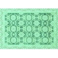 thumbnail image 1 of Ahgly Company Machine Washable Indoor Rectangle Oriental Turquoise Blue Traditional Area Rugs, 4' x 6', 1 of 4
