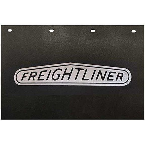 Freightliner Trucks 24" x 15" Black & Silver Poly Semi Truck Mud Flaps-Pair