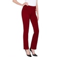 thumbnail image 3 of 2Luver, Women's, Stretch Solid Front Pocket Pull On Dress Pants with Belt Loop, Burgundy, L, 3 of 4