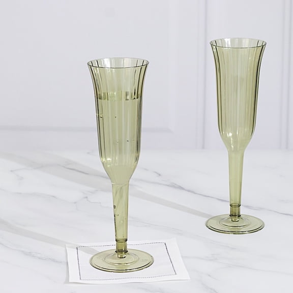 Balsa Circle 24 Pieces 6 oz Transparent Dusty Sage Green Plastic Champagne Flute Glasses Disposable Tableware