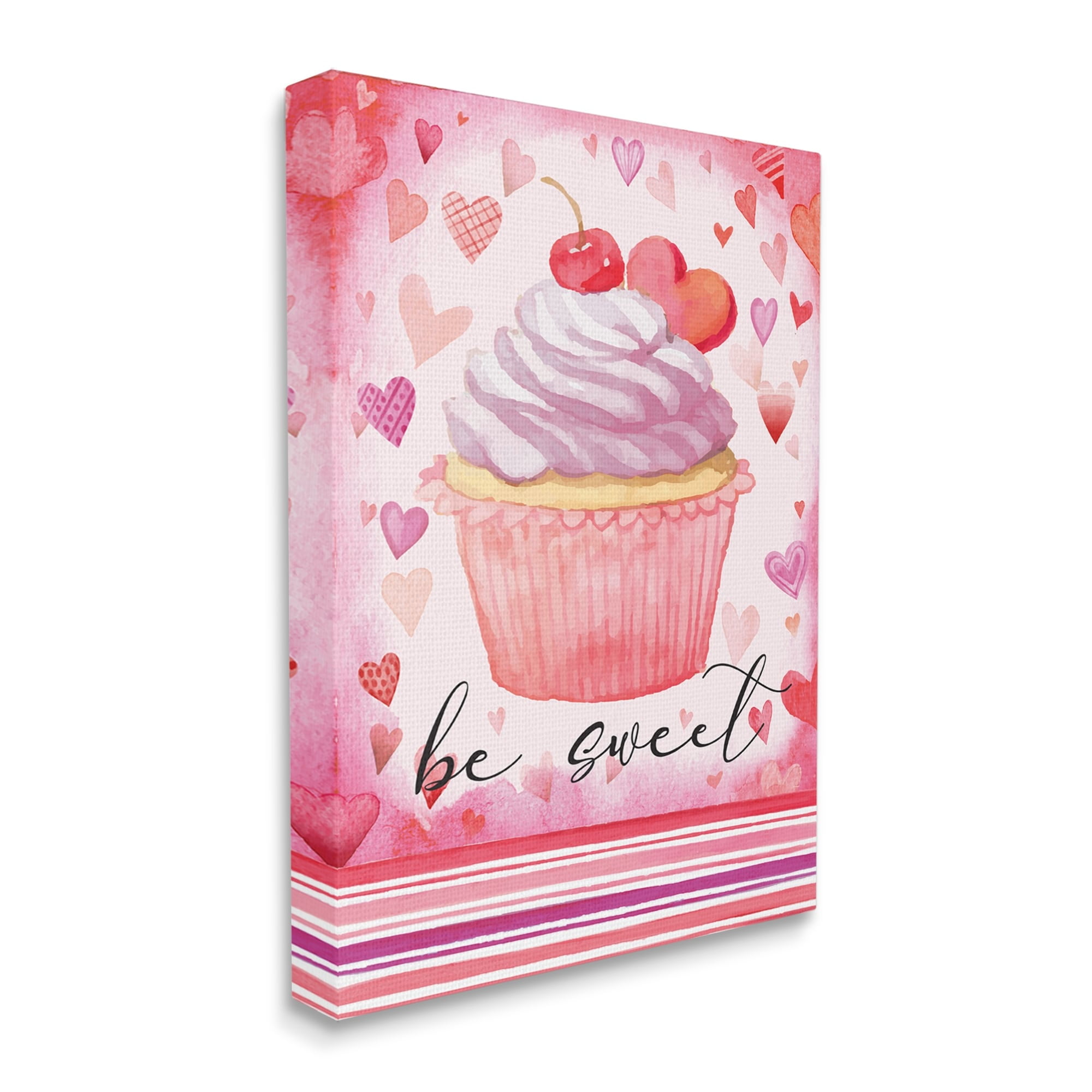 Stupell Be Sweet Romantic Hearts Cupcake Holiday Painting Gallery Wrapped Canvas Print Wall Art