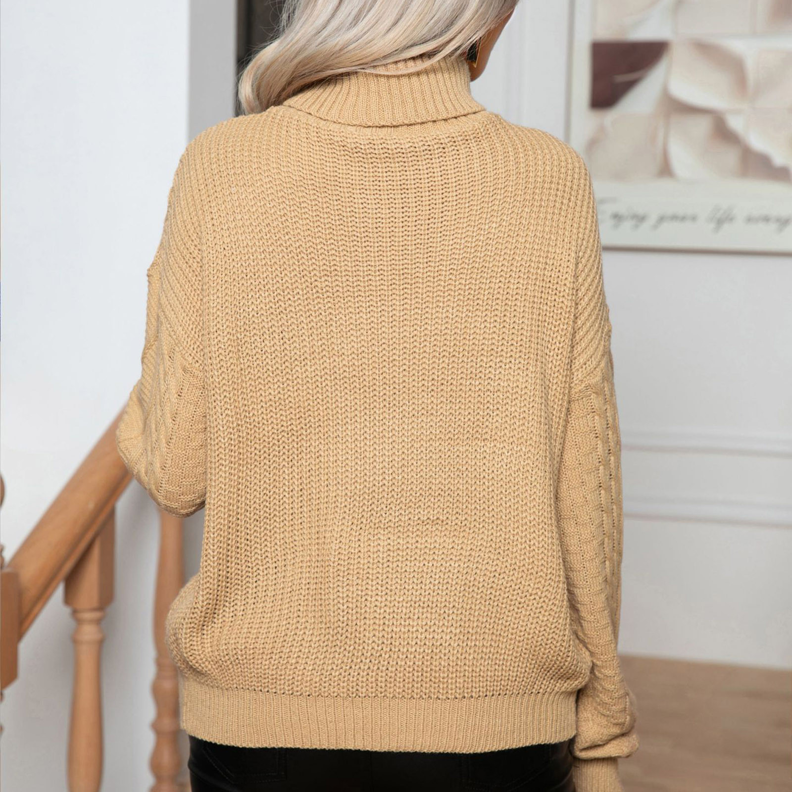 Timegard Womens Sweaters High Neck Long Sleeve Solid Color Knit