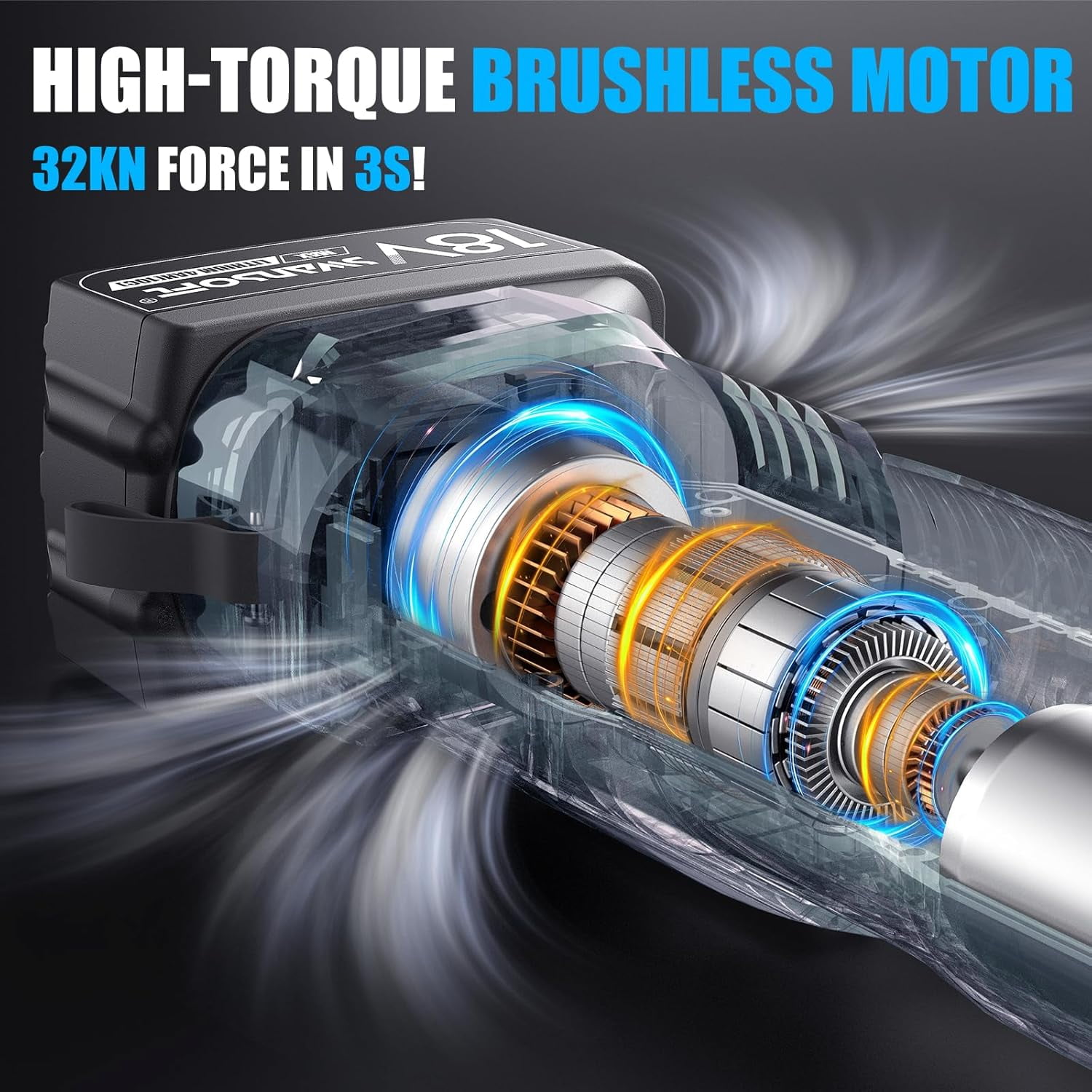 SWANSOFT Pro Press Tool for Copper Pipes, 32kN Propress Tool Kit with 6 US Standard Jaws 1/2", 3/4'', 1", 1-1/4", 1-1/2", 2", 18V Brushless Motor Electric Pipe Crimping Tool with 2Pcs 4Ah Battery