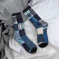 thumbnail image 5 of Fuzoiu Indigo Patchwork Quilt Print Athletic Crew Socks for Men & Women,Casual Crew Socks,Above Ankle Crew Socks for Business, Casual, 5 of 6