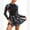 Green Leaf, variant on IDOPIP 2 Piece Long Sleeve Rash Guard Set Long Sleeve Swimsuit Zip Front Swim Shirt Dress with Shorts