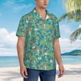thumbnail image 5 of Xecao Mushrooms and Flowers print Hawaiian shirt - a stylish short-sleeve button-down for men, perfect for casual beach and tropical outings., 5 of 9