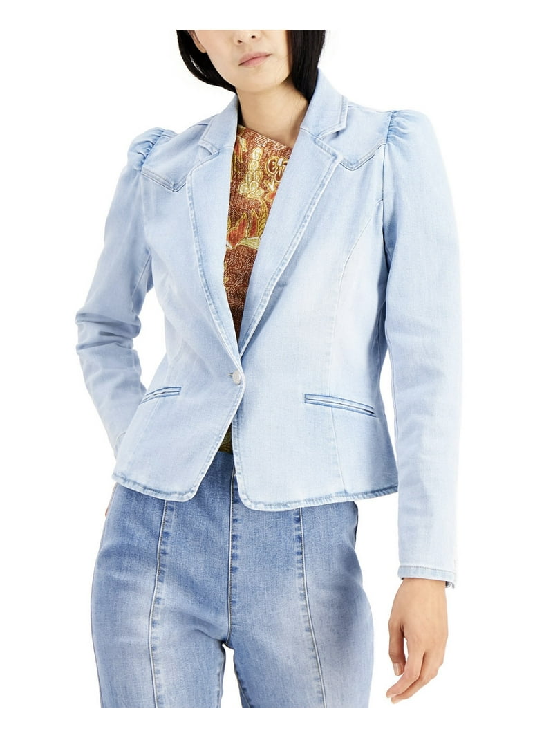 INC International Concepts Womens Puff Sleeve Blazer Light Indigo L -  Walmart.com