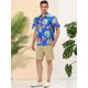 thumbnail image 4 of Lars Amadeus Camisa con estampado floral para hombre Camisas de playa de verano de manga corta con botones Azul verde S Unique Bargains Camisas, 4 of 6