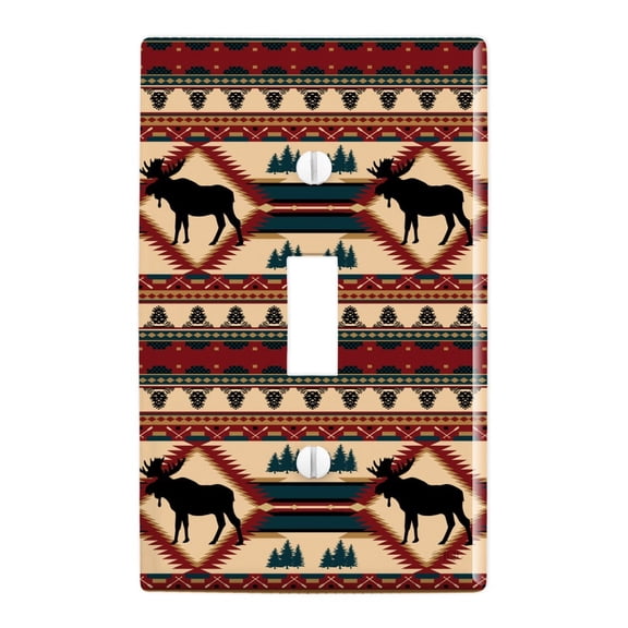 Moose Diamond Pine Cone Pinecone Lodge Cabin Camping Plastic Wall Decor Toggle Light Switch Plate Cover