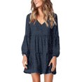 thumbnail image 1 of Robe Tunique pour Femmes Imprimée Mignonne Col en V Manches Longues Robe Décontractée à Volants, 1 of 4