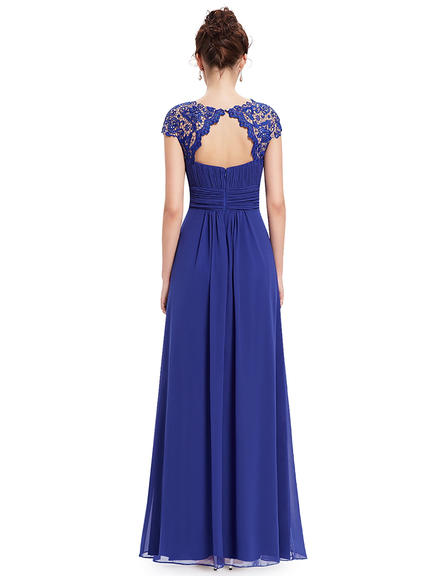 ever pretty lace cap sleeve evening gown