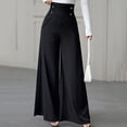 thumbnail image 5 of Cagogo Women's High Waisted Wide Leg Trousers with Pockets Button Elegant Long Palazzo Pants for Party Work Office Casual Beach Wear, Black L, 5 of 6