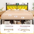 thumbnail image 3 of EnHomee King Size Metal Bed Frame with Headboard Metal Platform Bed Frame with Storage Platform Metal Bed Frame King with LED Lights, Noise Free, Black, 3 of 8