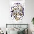 thumbnail image 4 of Skull Tapestry, Pisces Fish with Lotus Flowers Traditional Eastern Symbolic Spiritual Religious, Wall Hanging for Bedroom Living Room Dorm Decor, Yellow Purple, by Ambesonne, 4 of 5