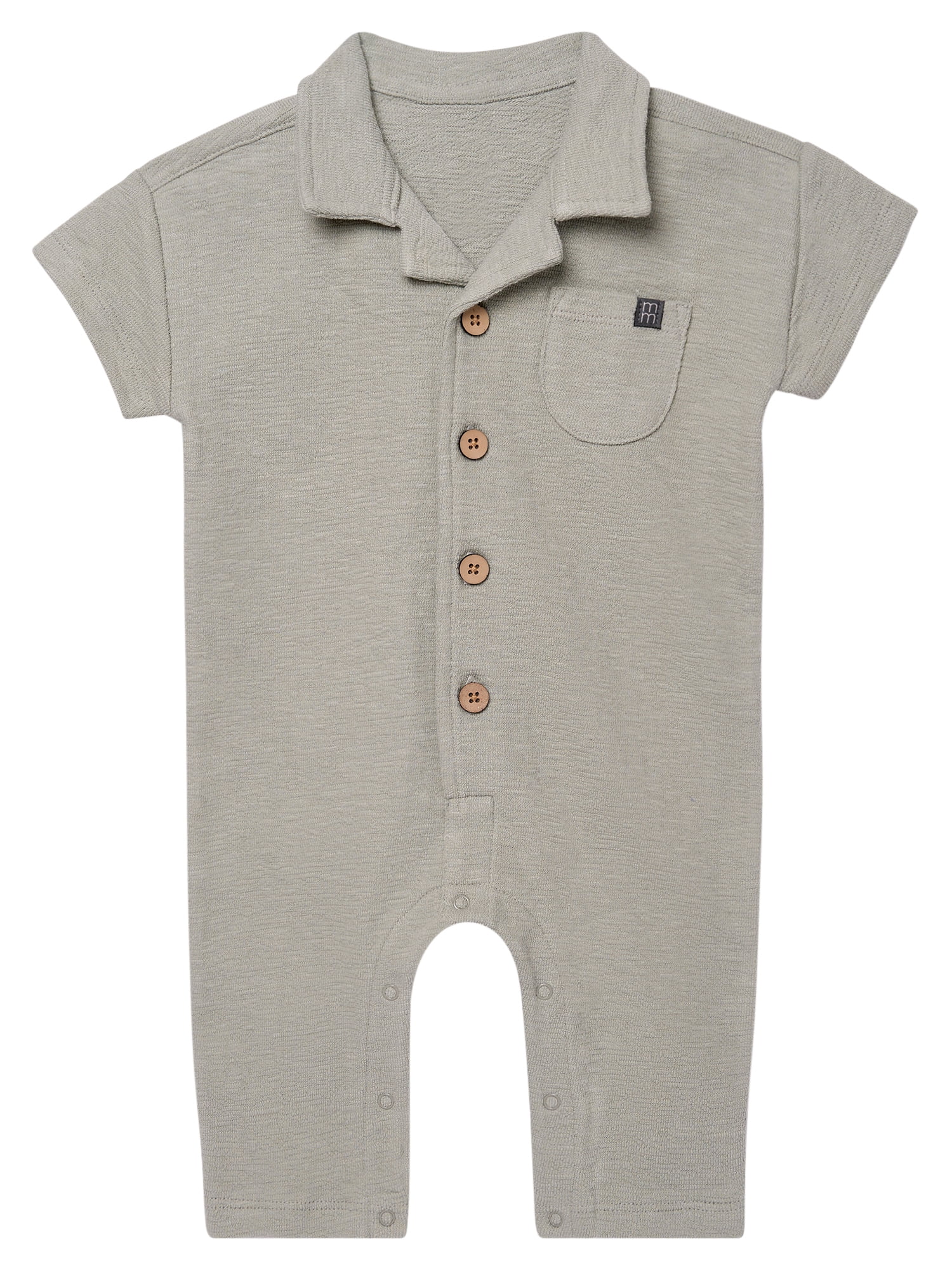 Modern Moments by Gerber Baby Boy Long Leg Slouch Henley Romper, Sizes 0/3 Months - 24 Months