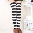 thumbnail image 4 of Paire de Chaussettes Larges Rayées Noires et Blanches pour Femmes (Noir & Blanc), 4 of 4
