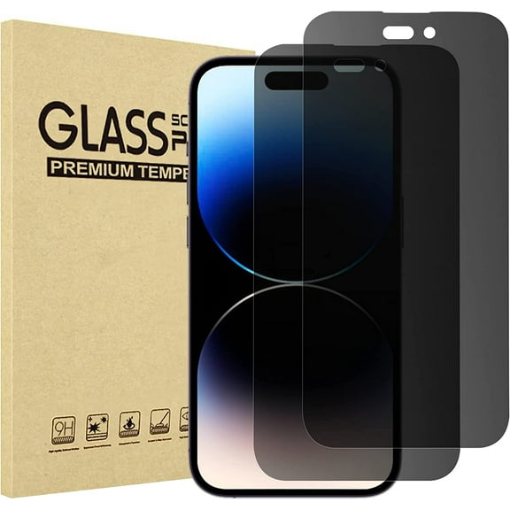 2 Pack Privacy Screen Protector for iPhone 14 Pro 2022, 9H Anti Spy Dark Tempered Glass Screen Film Guard for iPhone 14 Pro 6.1 Inch 2022, Case Friendly Bubble Free