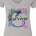 thumbnail image 4 of Inktastic Thyroid Cancer Survivor Butterfly Ribbon Women's V-Neck T-Shirt, 4 of 5