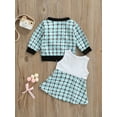 thumbnail image 4 of TSEXIEFOOFU Baby Girl’s Two Piece Suit Fashion Houndstooth Long Sleeve Coat and Sleeveless Stitching Dress, 4 of 8