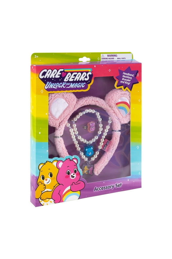 Care Bears Headbands and Jewelry Set for Girls - Headband, Necklace, Bracelet and Ring in Giftable Box for Dress Up Play - Ages 3+