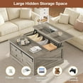 thumbnail image 6 of Itaar 39.4'' Lift Top Coffee Table with Storage, Farmhouse Coffee Tables for Living Room, Square Coffee Table with Large Hodden Compartment & 2 Drawrs & Adjustables Shelves (Gray), 6 of 18