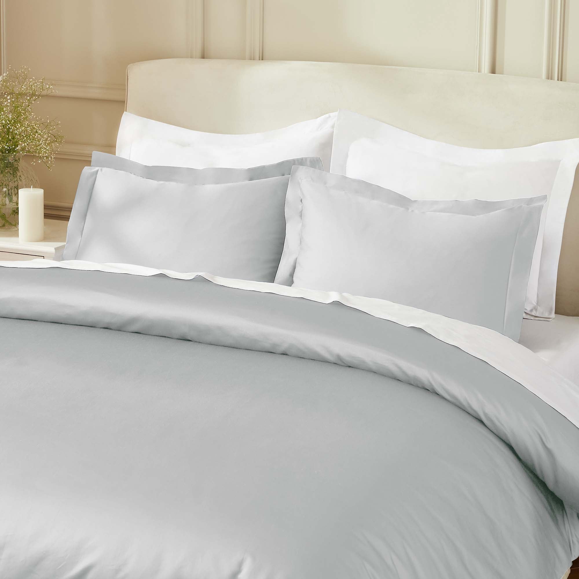 Superior Egyptian Cotton 850 Thread Count Duvet Cover Set, Full/Queen, Chrome