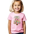 thumbnail image 2 of Faux Glitter Colorful Painted Christmas Tree with Dalmatian Bow Shirt for Women Teens and Girls Pink Shirt Youth Small, 2 of 5