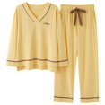 thumbnail image 1 of REDHOTYPE Nouveaux Pyjamas en Coton Doux pour Femmes 2 Pcs Grande Taille 3TG Simple Manches Longues Décontracté, 1 of 2