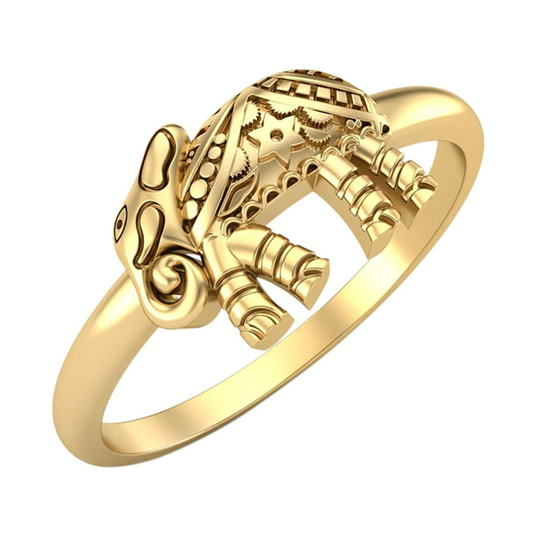 926 Sterling Silver Gold Vermeil Elephant Style Statement Boho Jewelry Ring Gifts for Women