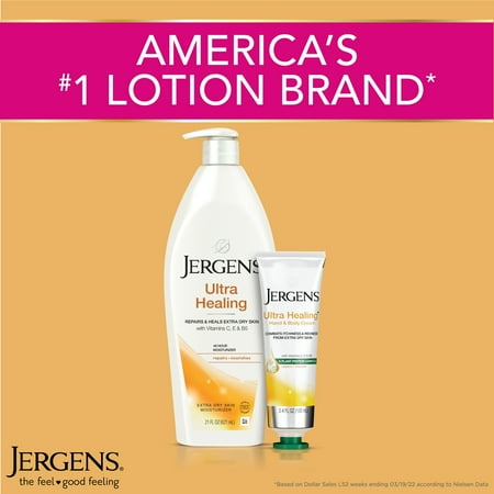 Jergens Ultra Healing Hand And Body Lotion Dry Skin Moisturizer, Vitamins C, E, B5, 3 Oz