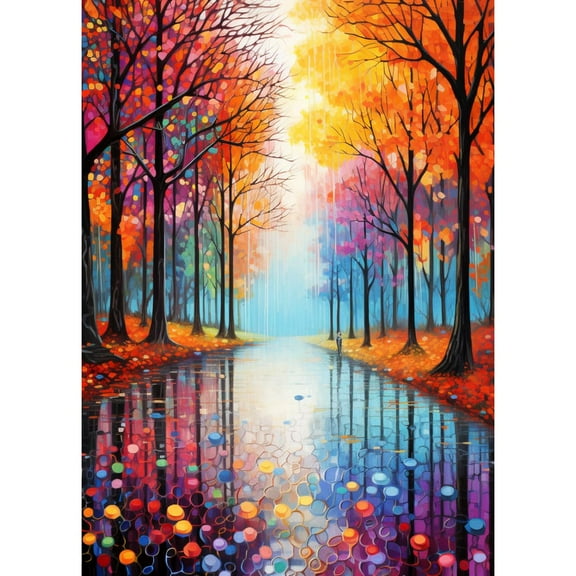 Colorful Trees Autumn Scenert DIY 5D Diamond Art Paint with Full Drill Round Diamond Gems Painting by Number Kits for Adults Art Craft Home Wall Decor 11.8x15.8in