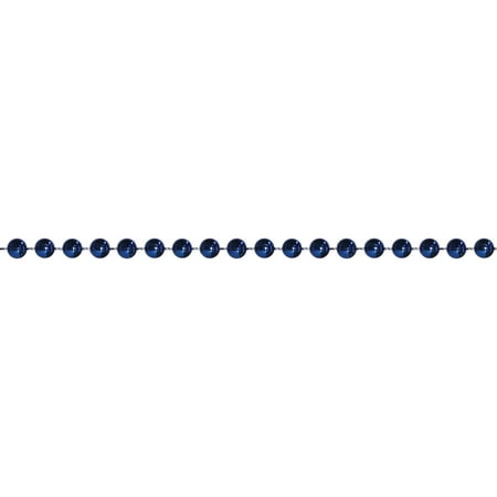 Metal Beaded Garland - 15' Shiny Metallic Sapphire Blue Beaded Christmas Garland
