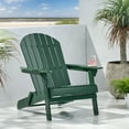 thumbnail image 2 of Outdoor Adirondack Chair, Fire Pit Reclining Chair with Slatted Seat Back & Wide Arm Rests, Wood Patio Chair for Garden Backyard Porch Lawn Pool Deck, Dark Green, 2 of 8