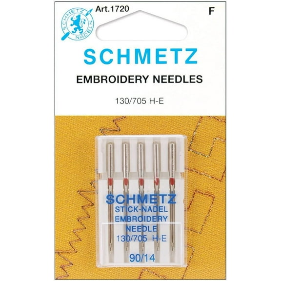 25 Schmetz Embroidery Sewing Machine Needles 130/705H H-E Size 90/14
