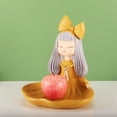 thumbnail image 4 of Bandeja de almacenamiento con estatua de niña de resina, arte multiusos, decoración moderna, regalo nórdico. Amarillo, 4 of 9