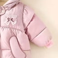 thumbnail image 5 of 12-18 Months Newborn Baby Girl Winter Snowsuit Lace Hooded Padded Romper Warm Fleece Lined Zipper Jumpsuit Infant Cold Weather Outfit, 5 of 7