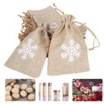 thumbnail image 4 of Bolsa con cordón de 25 uds., bolsa de regalo con patrón de nieve de lino, artesanía DIY para fiesta de boda y Navidad, 4 of 5