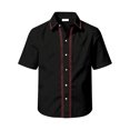 thumbnail image 3 of Kiijoy Boys Short Sleeve Button Up Shirt Summer Lightweight Shirt Top, Black, 9-10 Years, 3 of 3