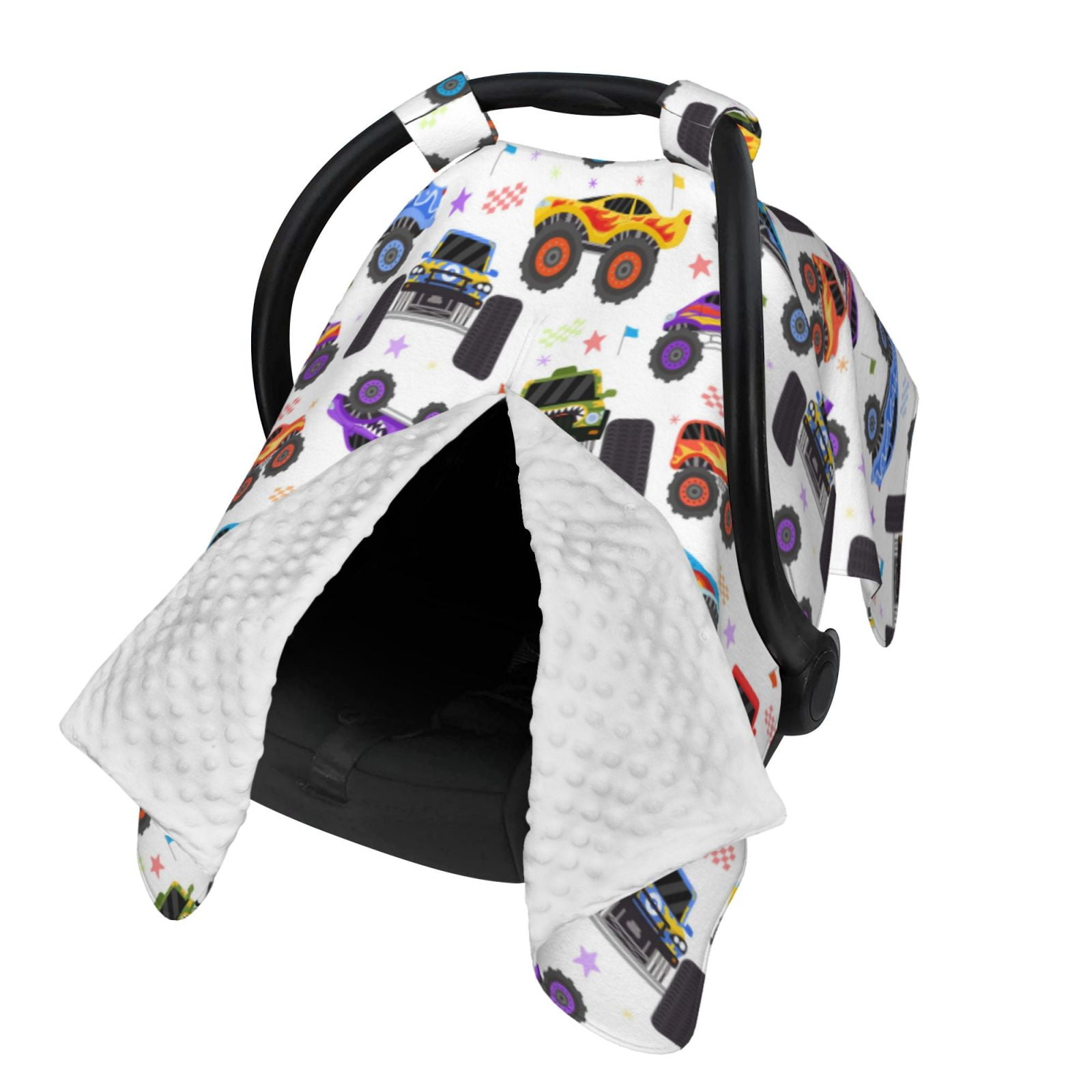 Naloa Cartoon Monster Trucks1 Baby Car Seat Cover, Breathable Baby Carrier Cover, Multiuse Baby Carrier Cover & Nursing Breastfeeding Cover