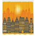 thumbnail image 3 of Amsterdam Shower Curtain, Urban Lifestyle Illustrated Artistically, Fabric Bathroom Set with Hooks, 69W X 84L Inches Extra Long, Earth Yellow Slate Blue Burnt Sienna Pastel Yellow, by Ambesonne, 3 of 3