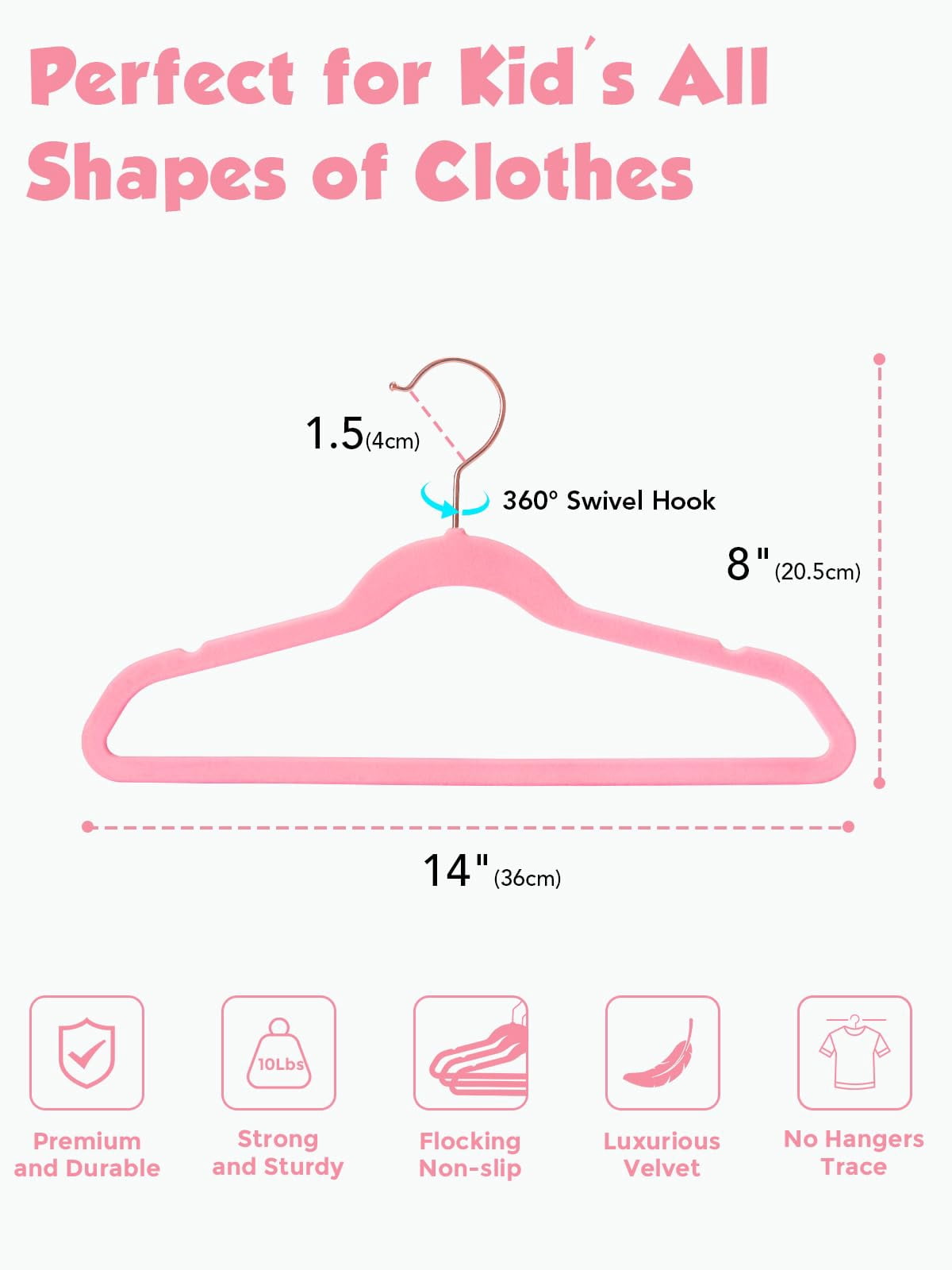 14 inch-50P Pink Clothes Hanger