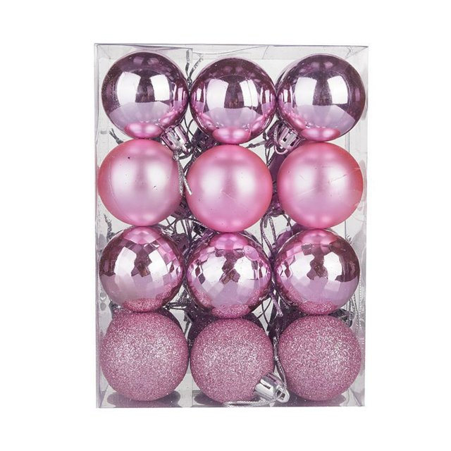 PENGXIANG 24 Pcs/Set 4cm Christmas Tree Ornament Increase Atmosphere Decorative Scene Layout Lightweight with Rope Christmas Tree Decoration Shiny Reflective Classic Balls for Christmas