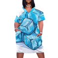 thumbnail image 1 of Vestido de noche holgado con bolsillos y cubitos de hielo azules, vestido de noche para mujer, ropa de verano para mujer, 1 of 7