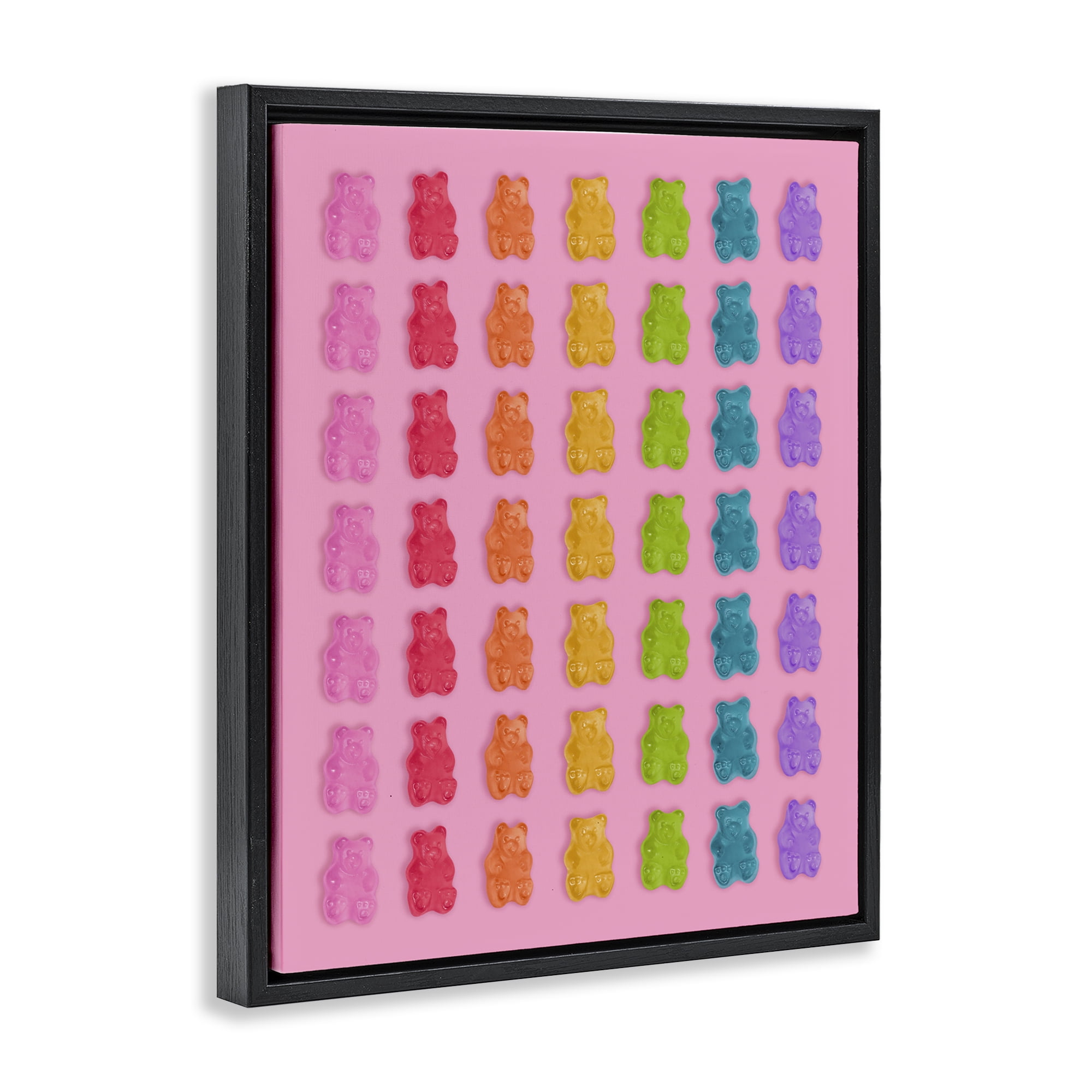 Stupell Industries Rainbow Bears in Stripes Black Framed Floater Canvas Wall Art, design by LISH Creative
