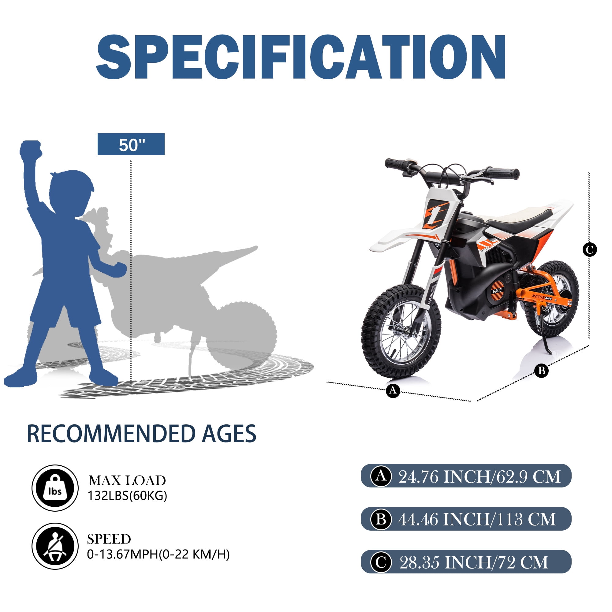 NEECHIPRO Electric Dirt Bike, 24V Electric Motorcycle Ride on Bicycle for Teens 13+,250W 13mph Max Speed,White