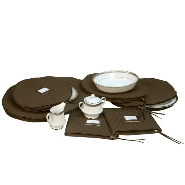 6 Pieces of Fine China Dinnerware Accessory Storage Set Brown