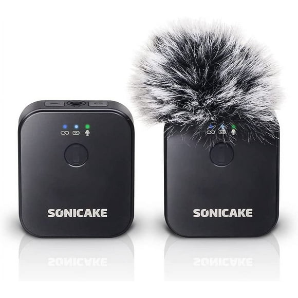 MKK SONICAKE Wireless Lavalier Microphone System 2.4GHz 164ft 50M Range 10 Hrs for iPhone Android DSLR Camera Camcorder High-Pass Filter for Live Streaming Vlog Interview Recording