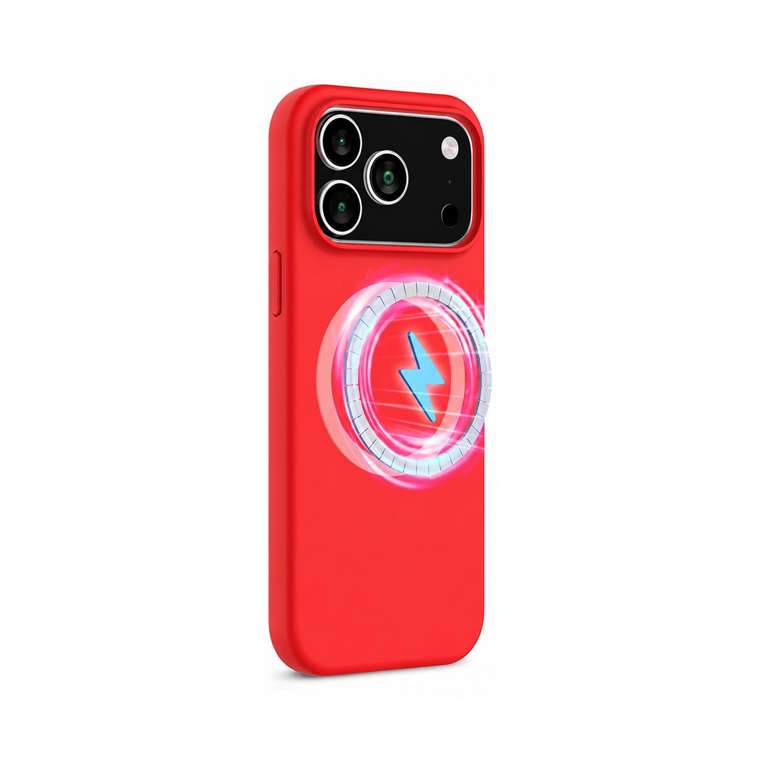 Protective Wireless Charging Silicone Case for iPhone 17 Pro Max with - Red