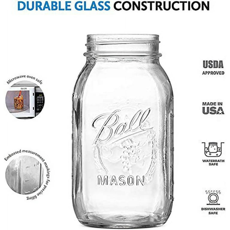 Regular Mouth Mason Jars 16 oz - (4 Pack) - Ball Regular Mouth Pint  16-Ounces Mason Jars With Airtight lids and Bands - For Canning,  Fermenting